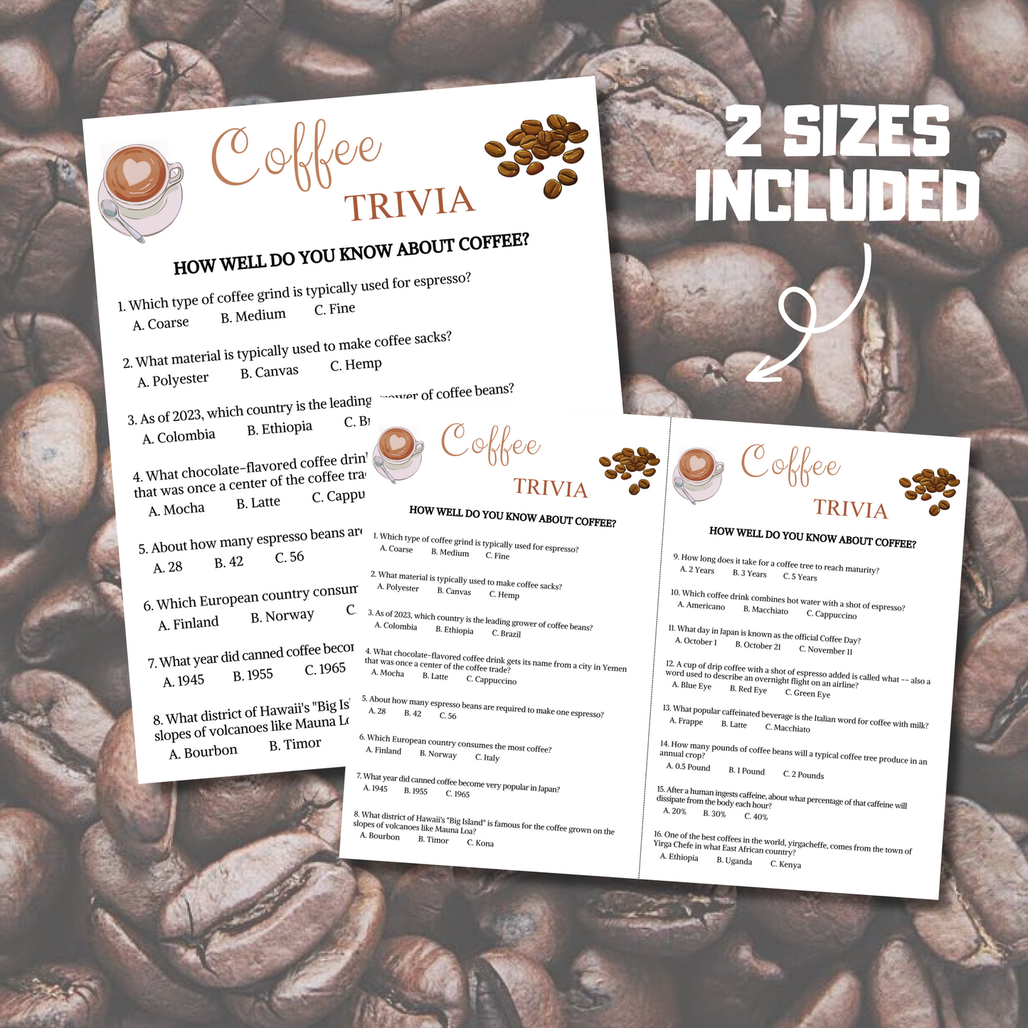 Coffee Trivia Game | Printable Coffee Trivia Quiz