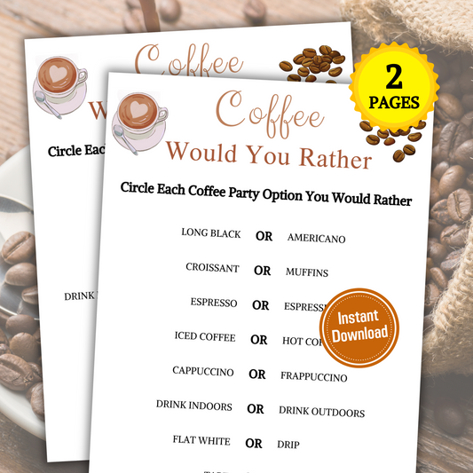 Coffee Would You Rather Game | 2 Pages Coffee This or That Game