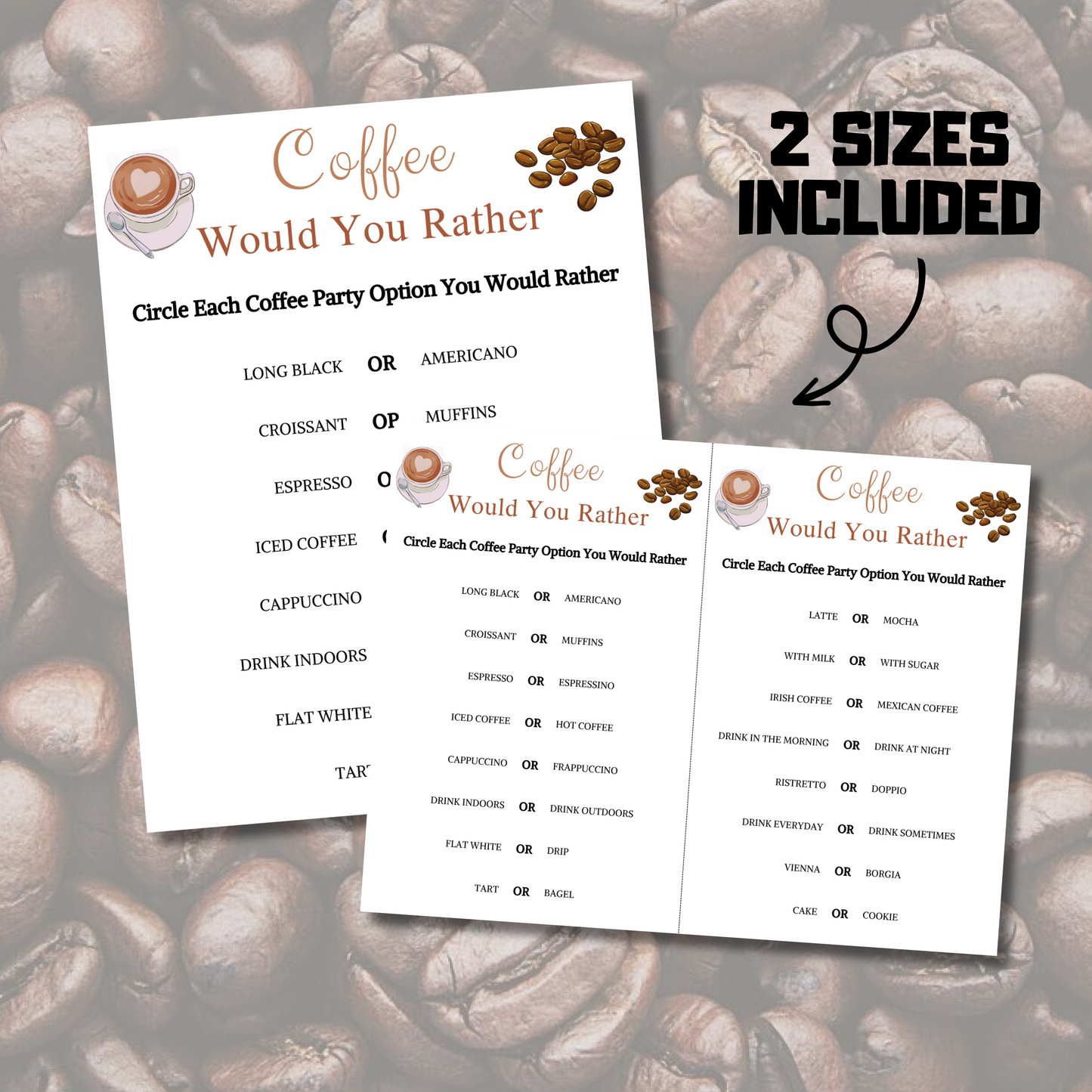 Coffee Would You Rather Game | 2 Pages Coffee This or That Game