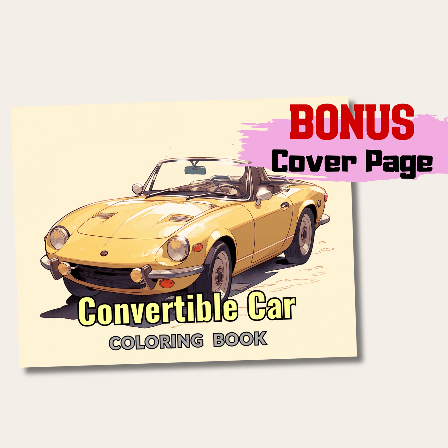 Convertible Car Coloring Book, Perfect Gift for Car Enthusiasts and Coloring Enthusiasts