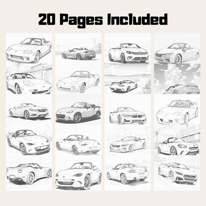 Convertible Car Coloring Book, Perfect Gift for Car Enthusiasts and Coloring Enthusiasts