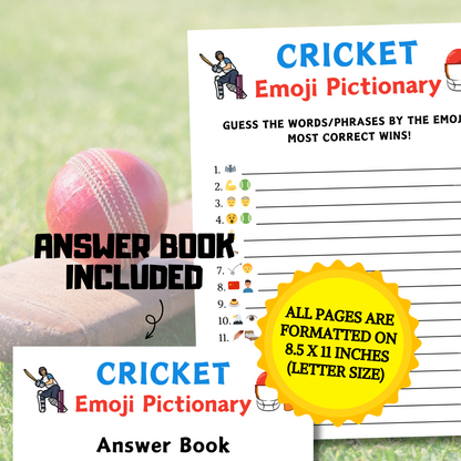 Cricket Emoji Pictionary Game | Printable Cricket Emoji Game