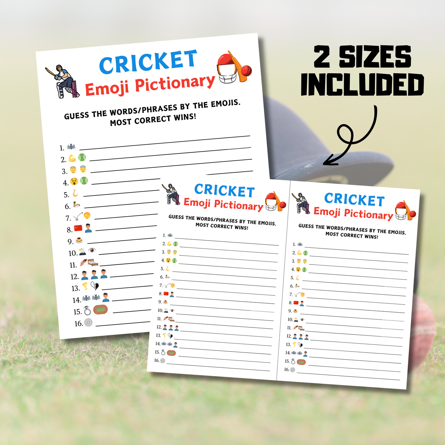 Cricket Emoji Pictionary Game | Printable Cricket Emoji Game
