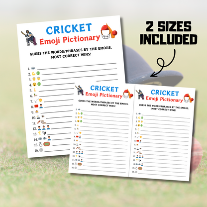 Cricket Emoji Pictionary Game | Printable Cricket Emoji Game