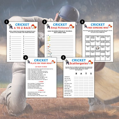 Cricket Games Bundle | Printable Cricket Team Party Game
