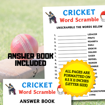 Cricket Word Scramble Game | Minimalist Cricket Team Think Fast Game