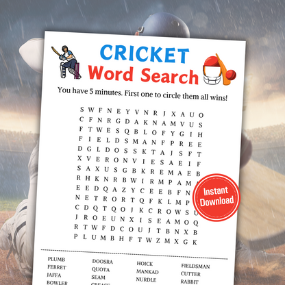 Cricket Word Search Game | Cricket Word Find Game