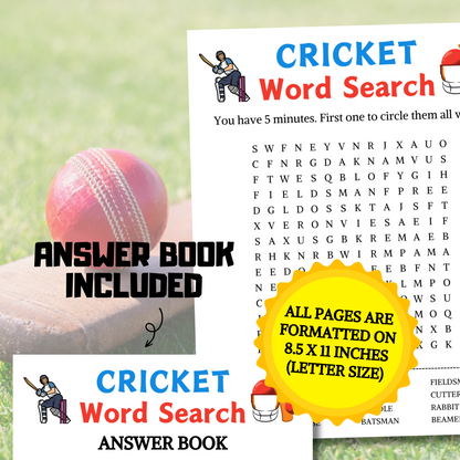 Cricket Word Search Game | Cricket Word Find Game
