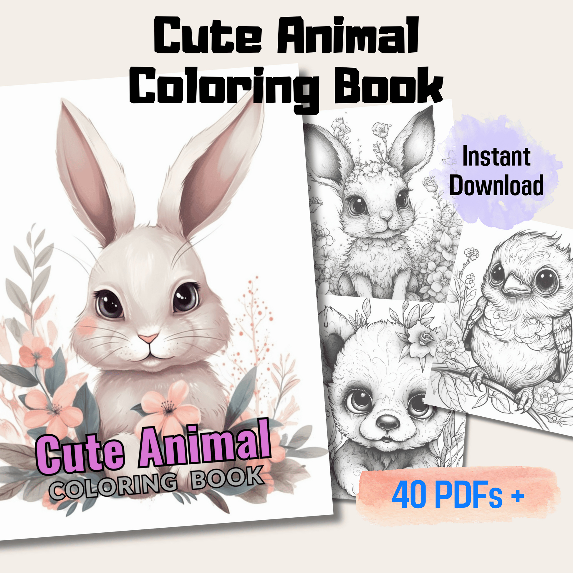 Cute Animal Coloring Book 1: Cute Baby Animals