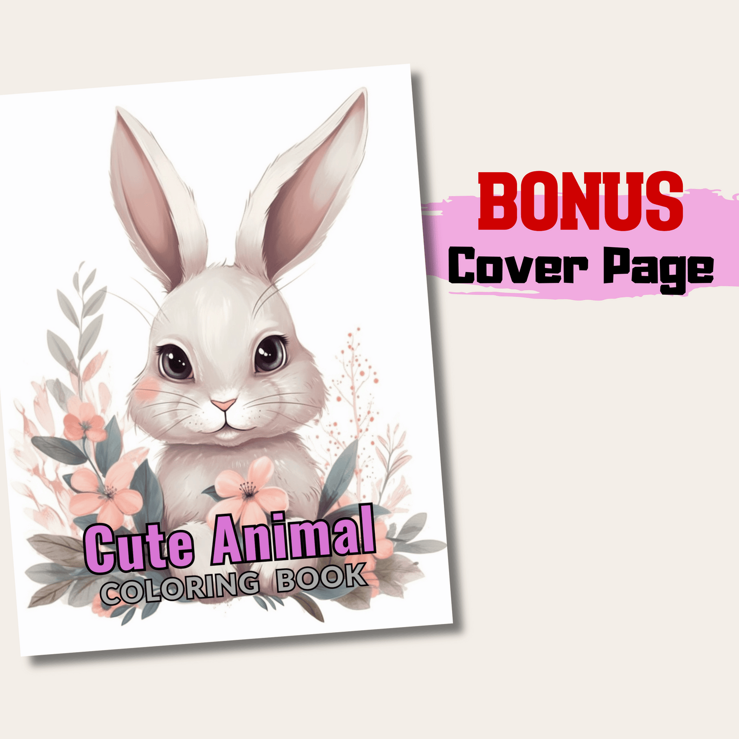 Cute Animal Coloring Book 1: Cute Baby Animal Cover Page