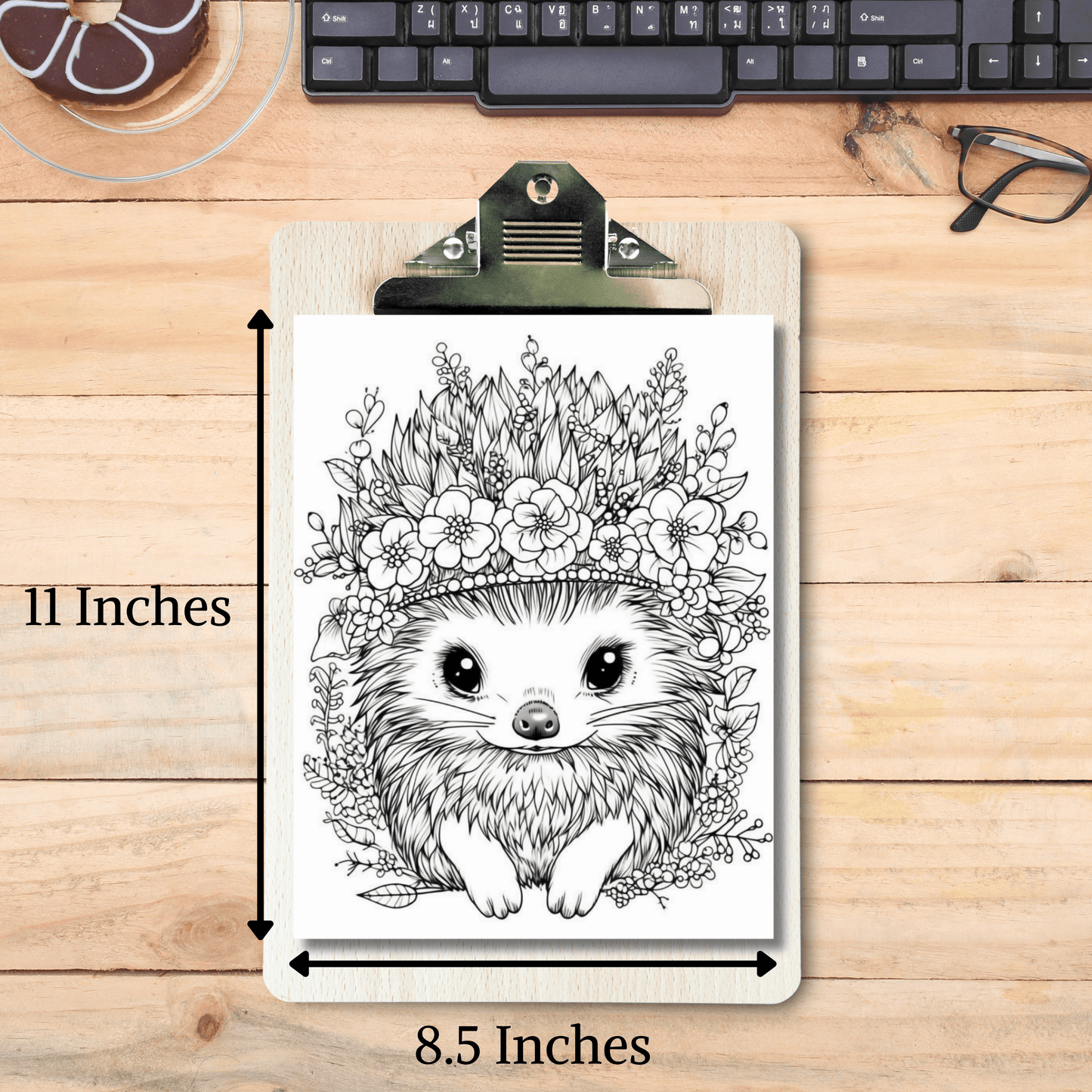 Cute Animal Coloring Book 2: Cute Baby Hedgehog Print Out Size Demo