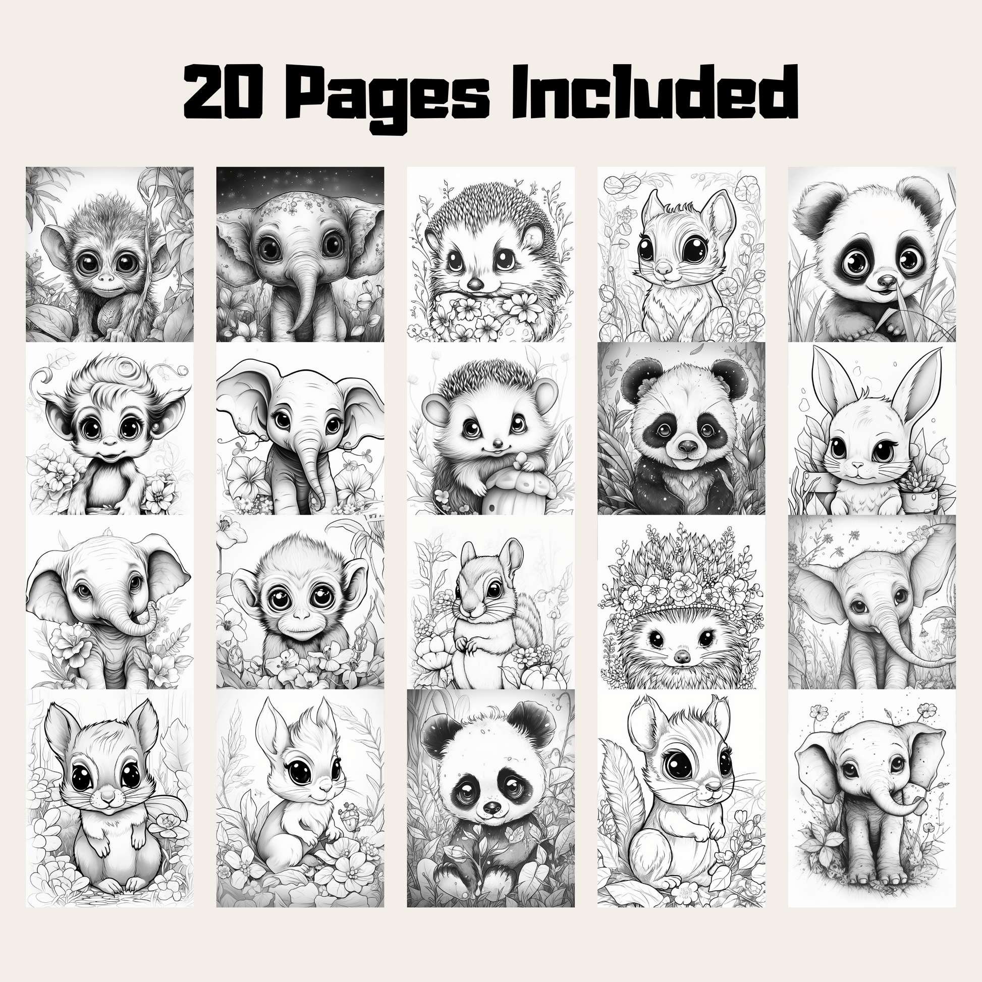 Cute Animal Coloring Book 2: Cute Baby Animals 20 Pages Included