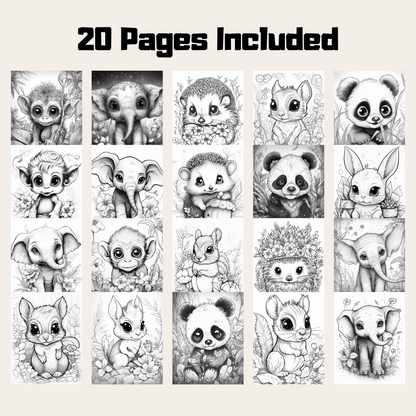 Cute Animal Coloring Book 2: Cute Baby Animals 20 Pages Included