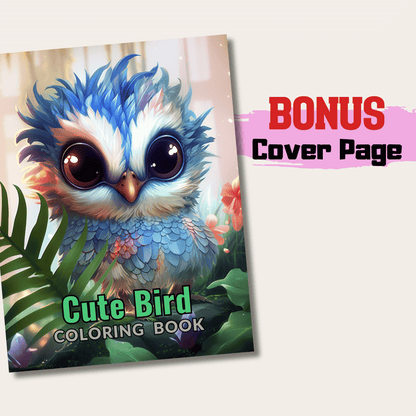 Cute Bird Coloring Book 1: Cute Baby Bird Cover Page