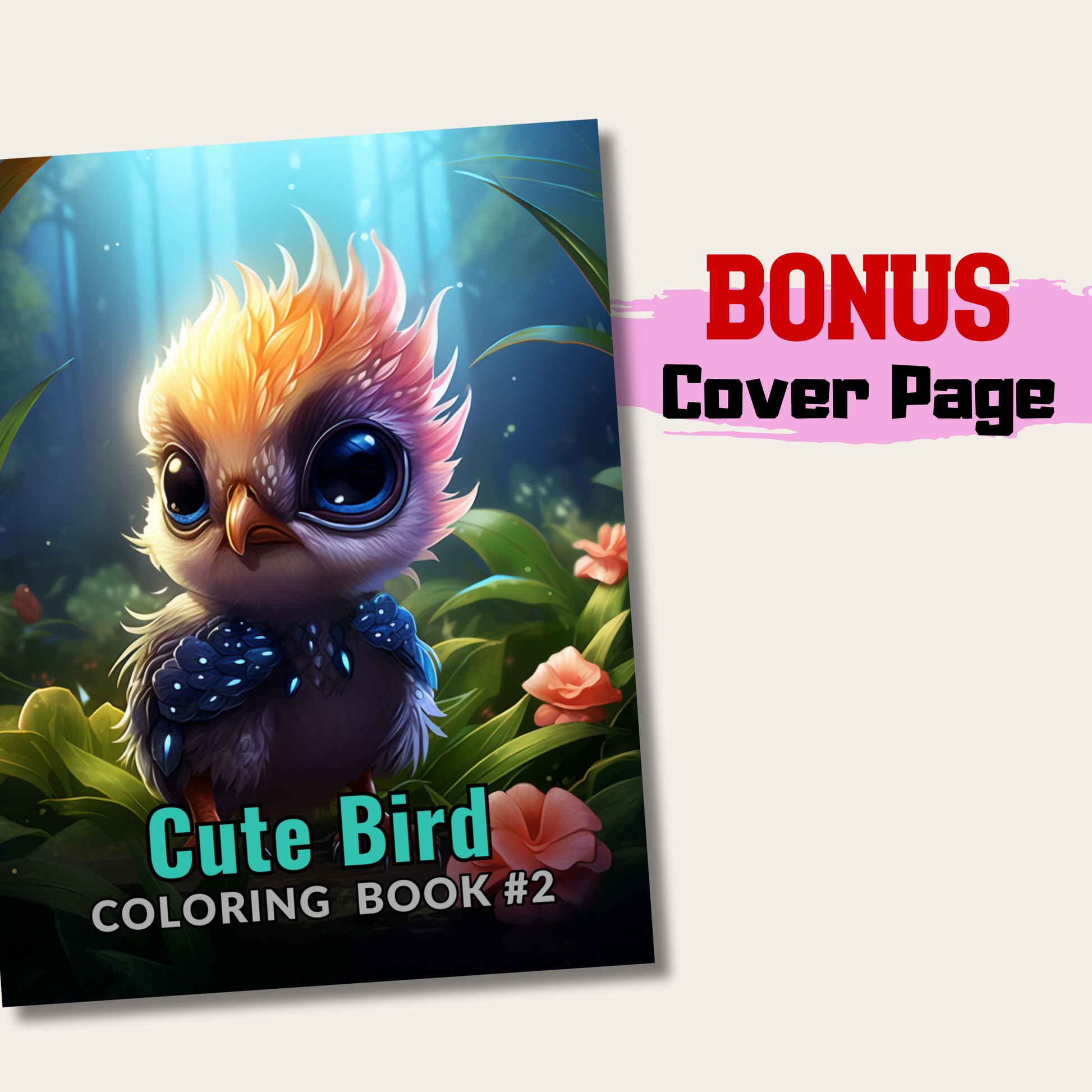 Cute Bird Coloring Book 2: Cute Baby Bird Cover Page