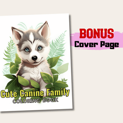 Cute Canine Family Coloring Book 1: Cute Baby Dog Cover Page