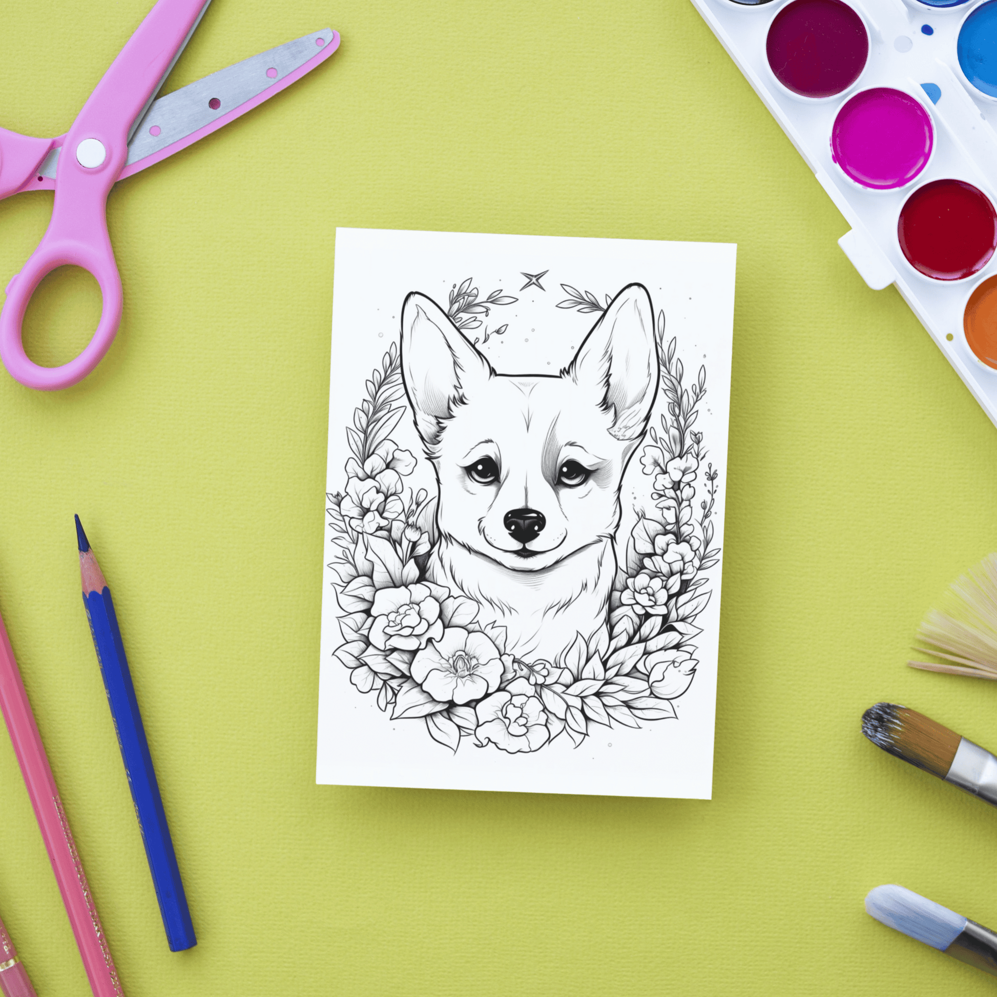 Cute Canine Family Coloring Book 2: Cute Baby Dog Print Out Demo