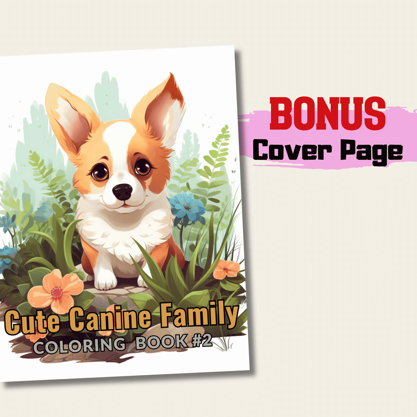 Cute Canine Family Coloring Book 2: Cute Baby Dog Cover Page