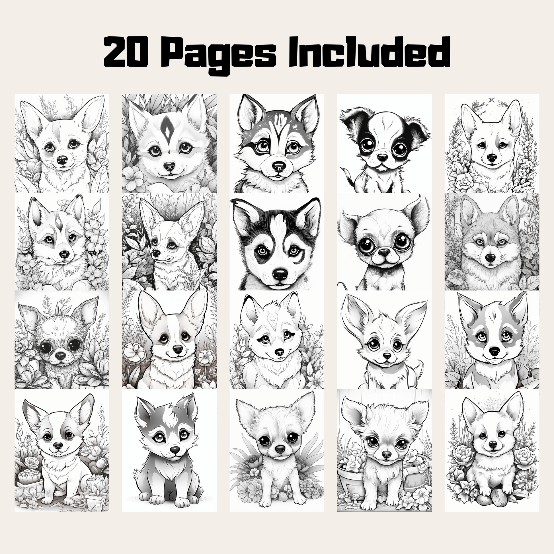 Cute Canine Family Coloring Book 2: Cute Baby Dogs 20 Pages Included