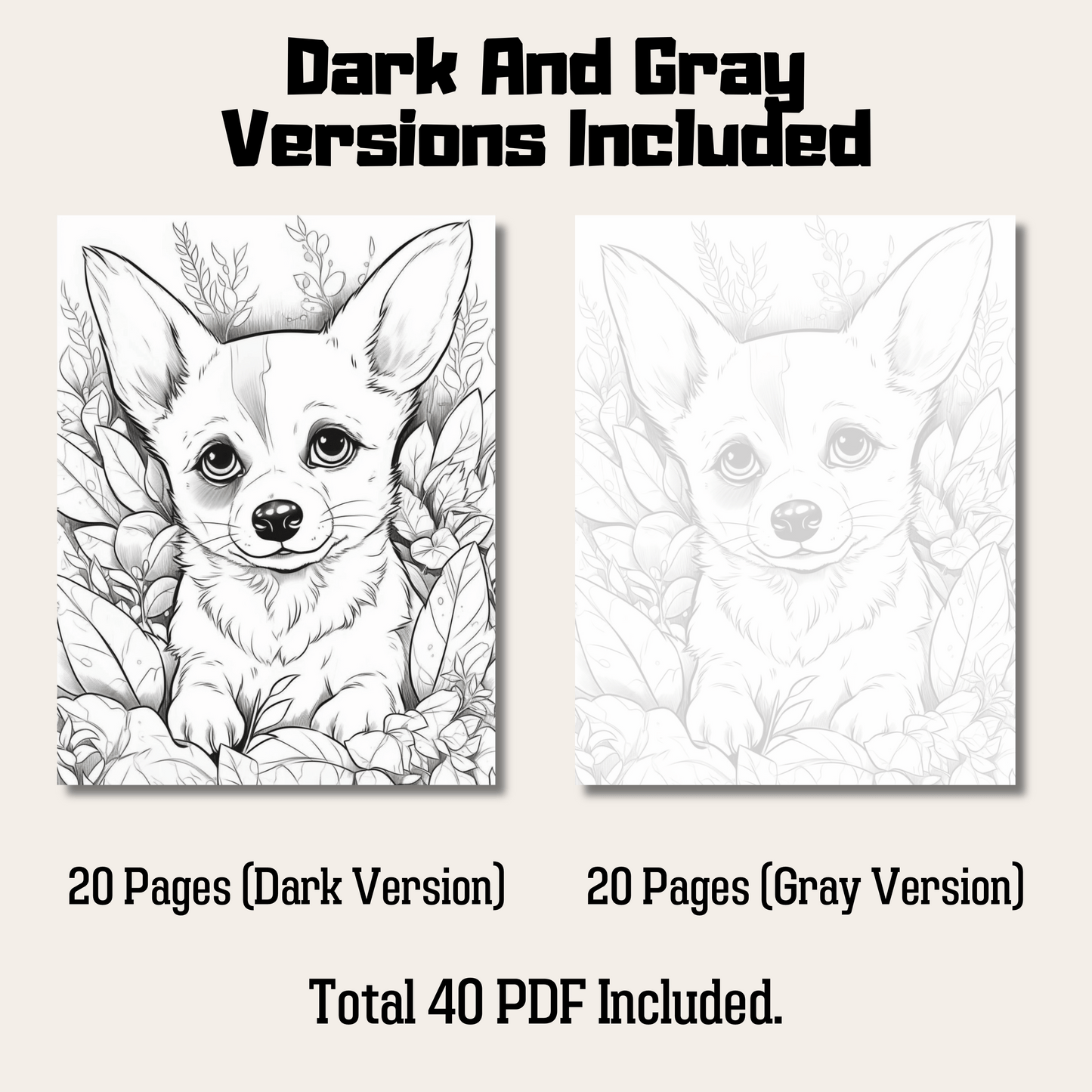 Cute Canine Family Coloring Book 2: Cute Baby Dog Dark And Gray Versions Demo