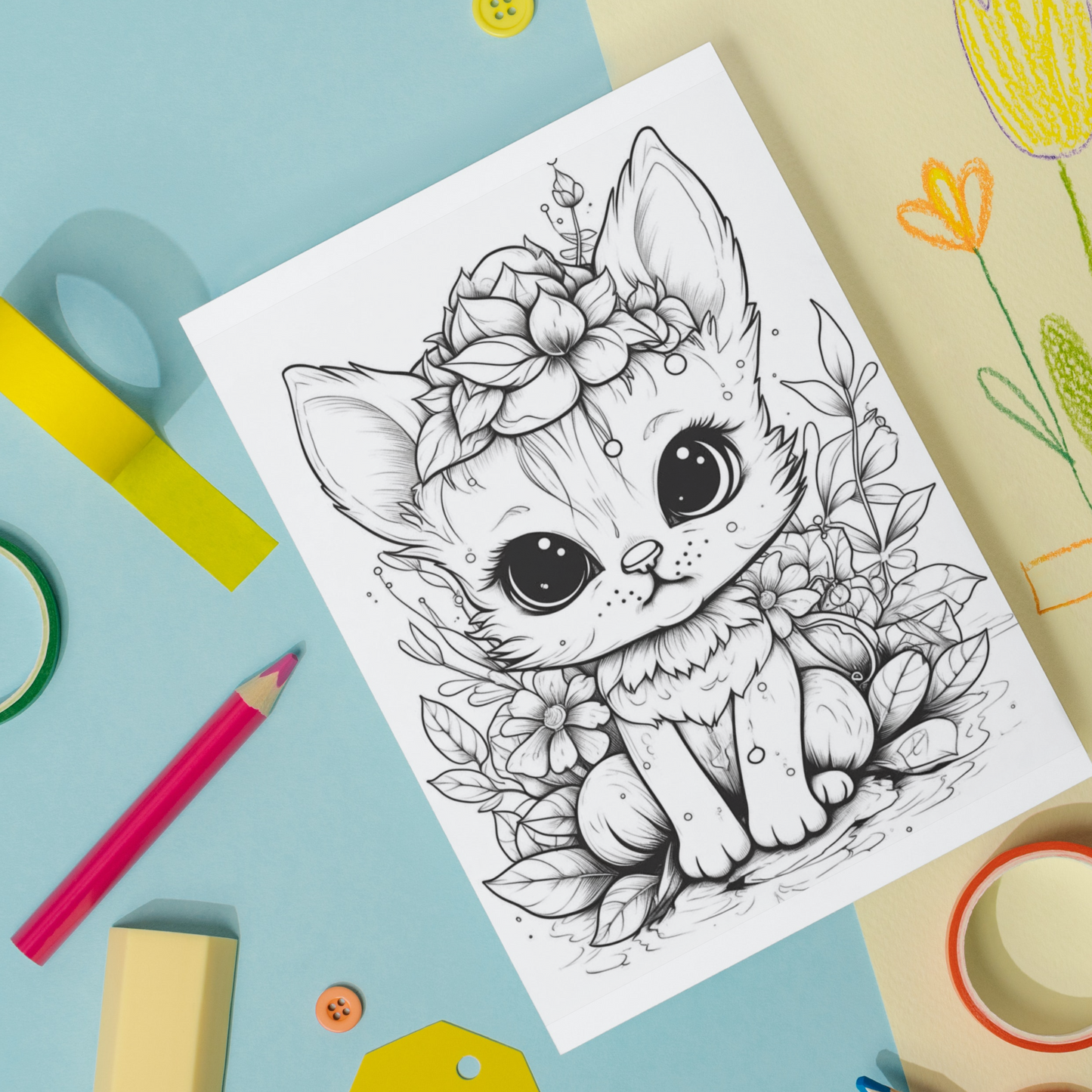 Cute Cat Family Coloring Book 1: Cute Baby Cat Print Out Demo