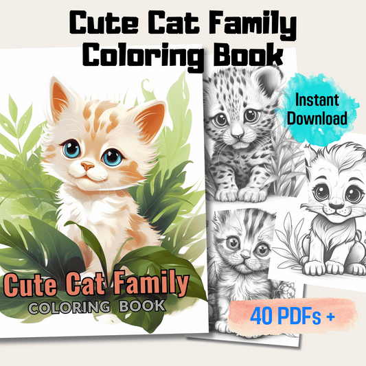 Cute Cat Family Coloring Book 1: Cute Baby Cats