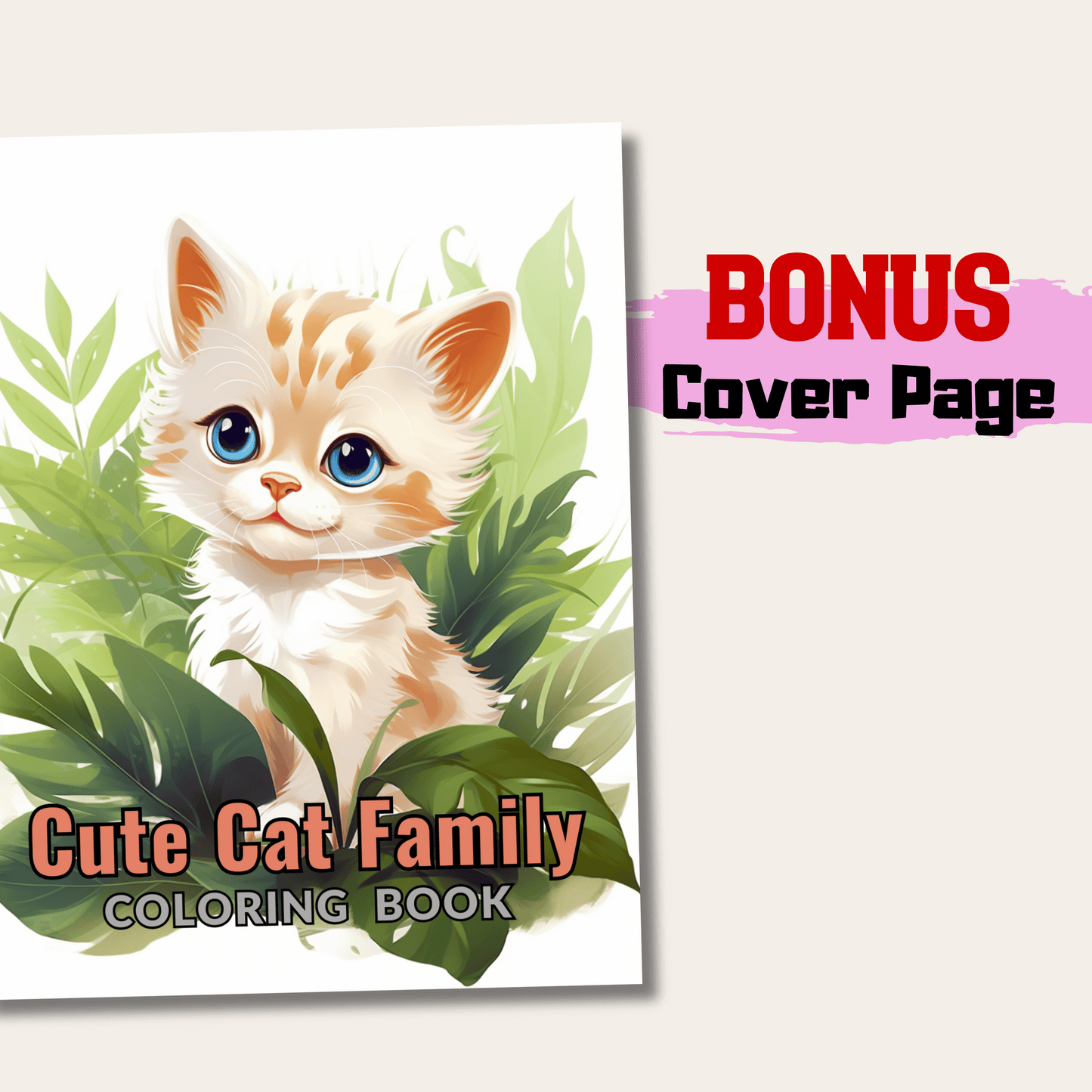 Cute Cat Family Coloring Book 1: Cute Baby Cat Cover Page