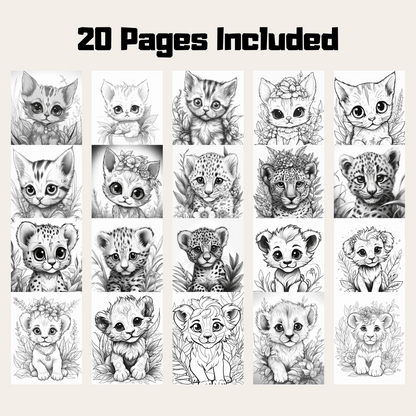 Cute Cat Family Coloring Book 1: Cute Baby Cats 20 Pages Included