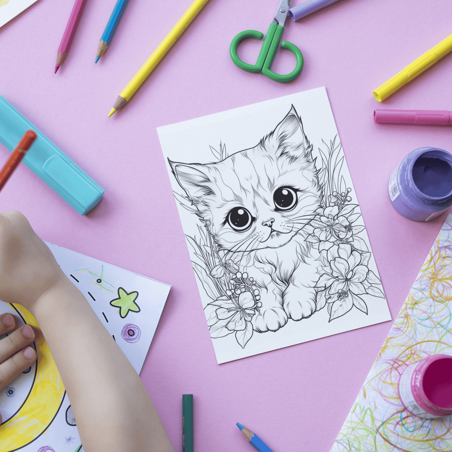 Cute Cat Family Coloring Book 2: Cat Family Print Out Demo