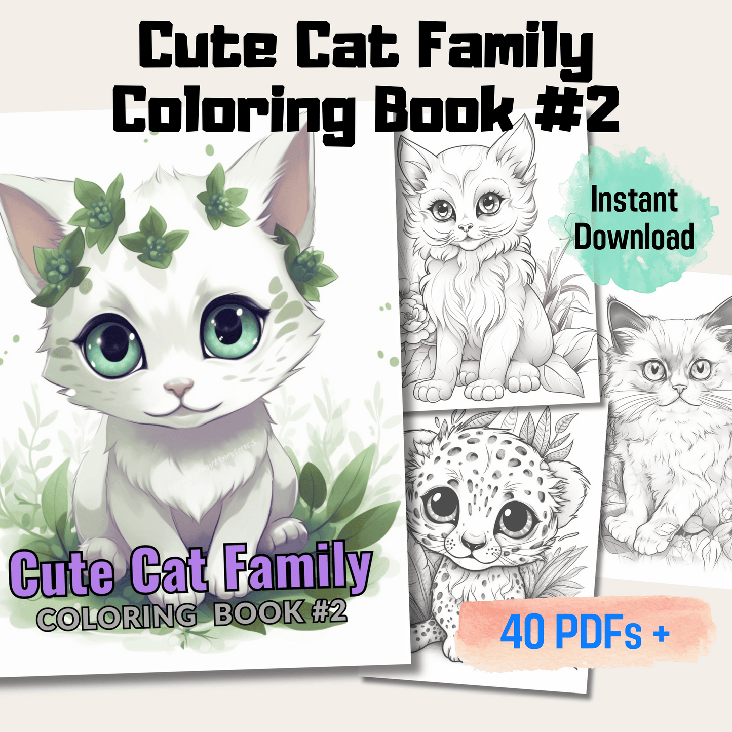 Cute Cat Family Coloring Book 2: Cat Family