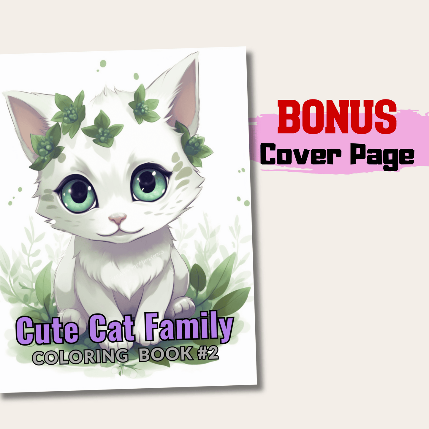 Cute Cat Family Coloring Book 2: Cat Family Cover Page