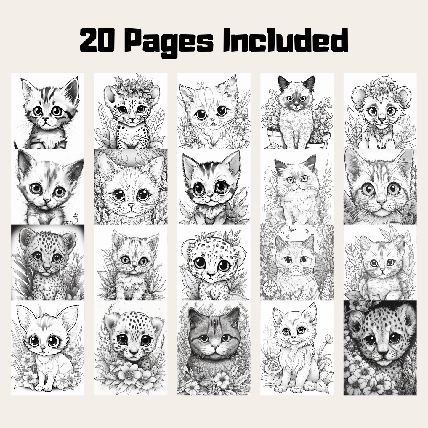 Cute Cat Family Coloring Book 2: Cat Family 20 Pages Included