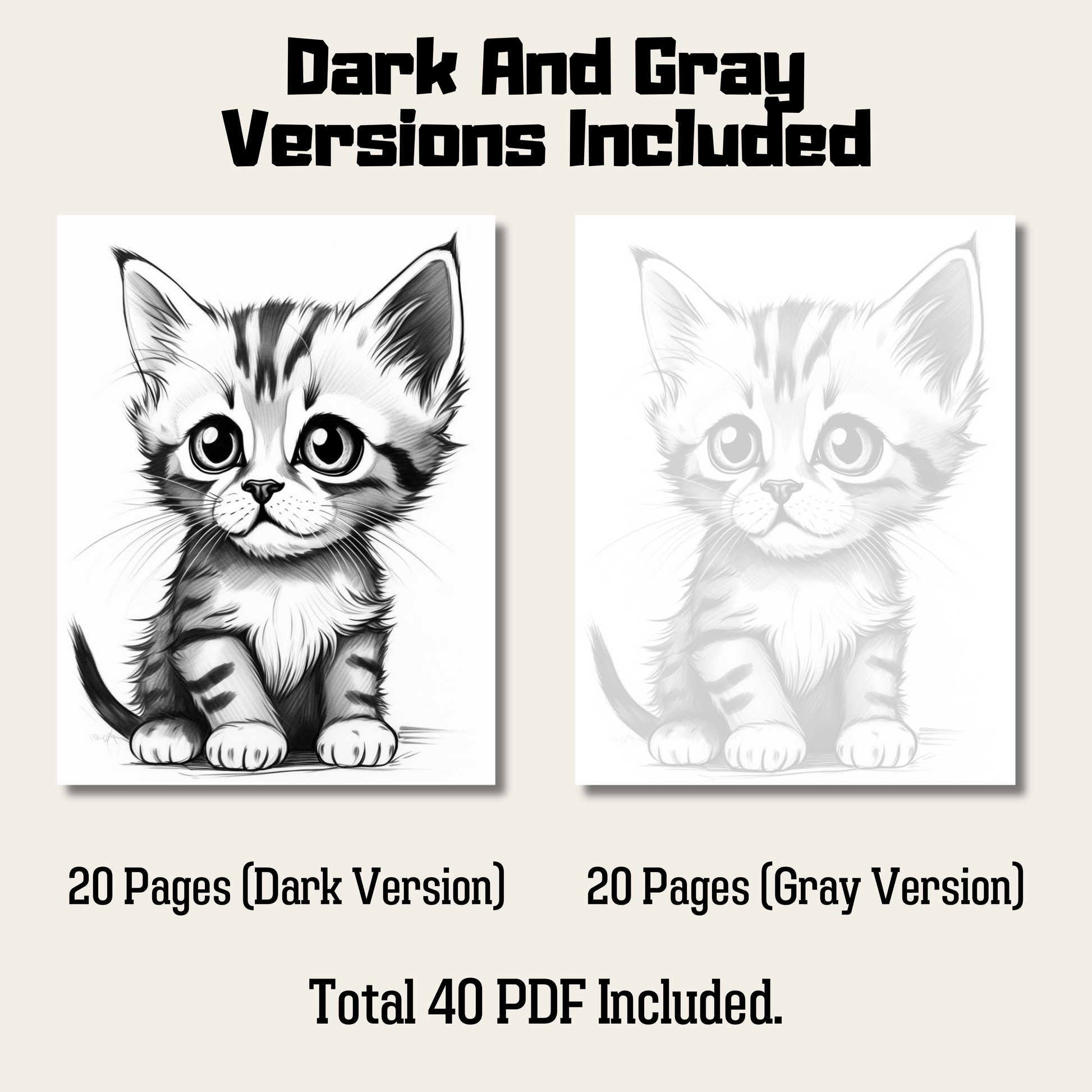 Cute Cat Family Coloring Book 2: Cat Family Dark And Gray Versions Demo