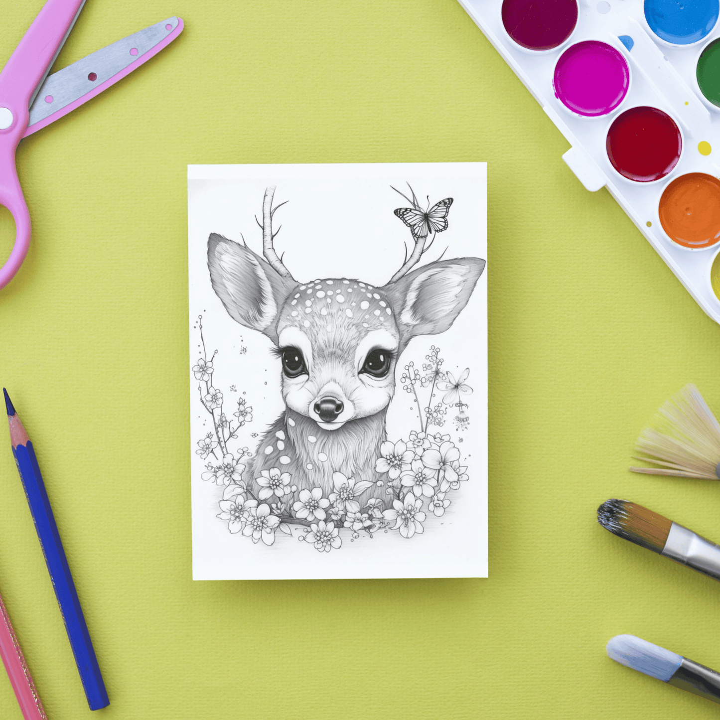 Cute Deer Coloring Book 1: Cute Baby Deer Print Out Demo