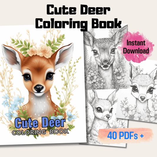 Cute Deer Coloring Book 1: Cute Baby Deers