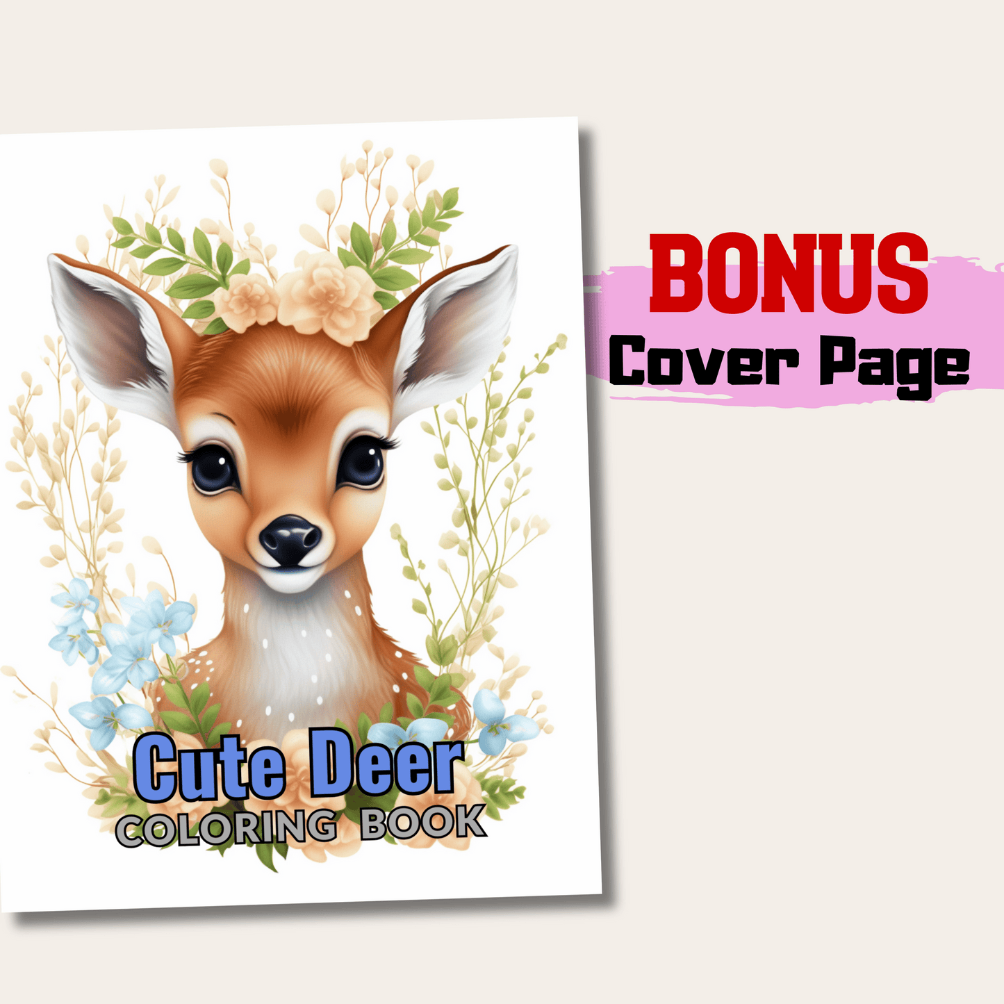 Cute Deer Coloring Book 1: Cute Baby Deer Cover Page