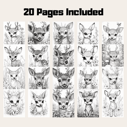 Cute Deer Coloring Book 1: Cute Baby Deers 20 Pages Included