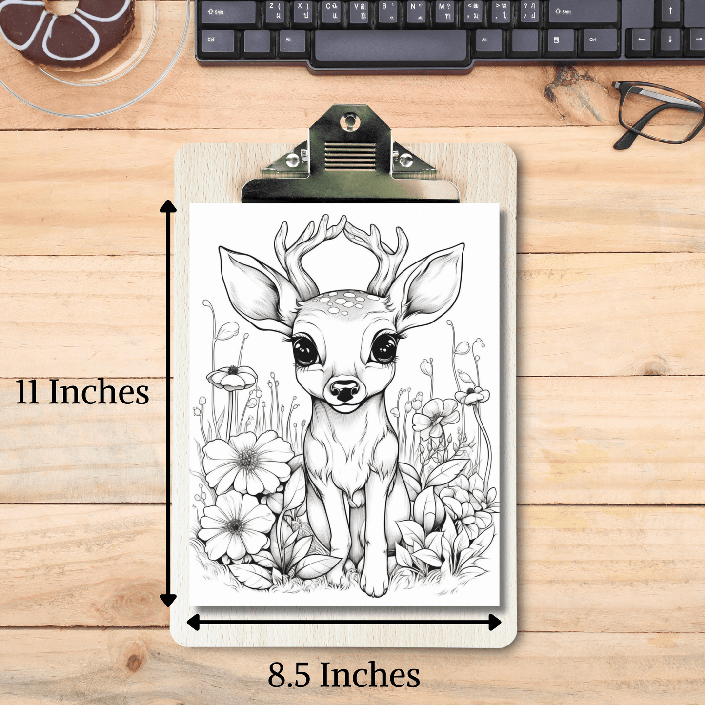 Cute Deer Coloring Book 2: Cute Baby Deer Print Out Size Demo