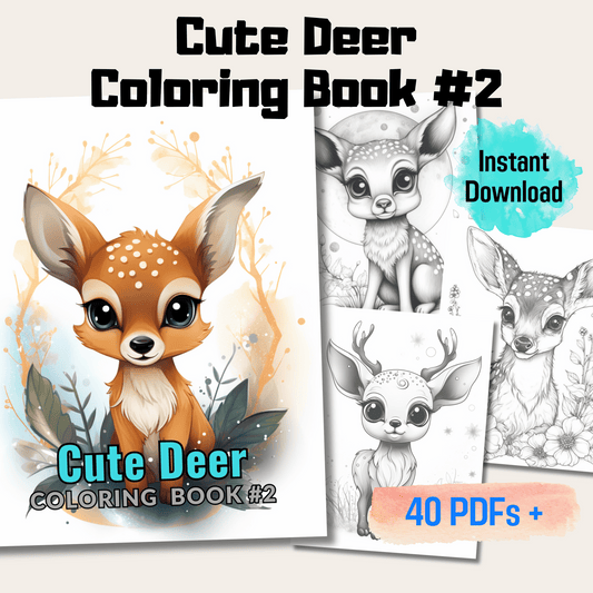 Cute Deer Coloring Book 2: Cute Baby Deers