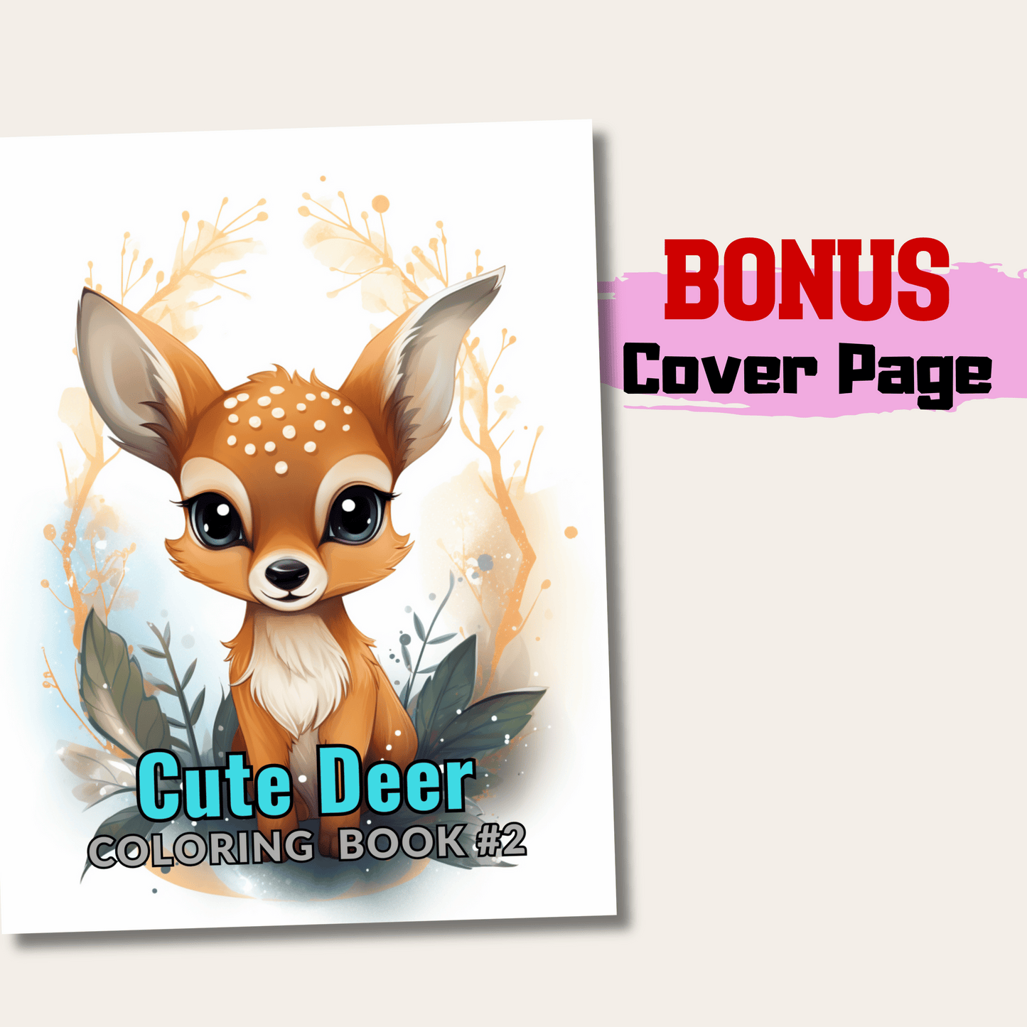 Cute Deer Coloring Book 2: Cute Baby Deer Cover Page