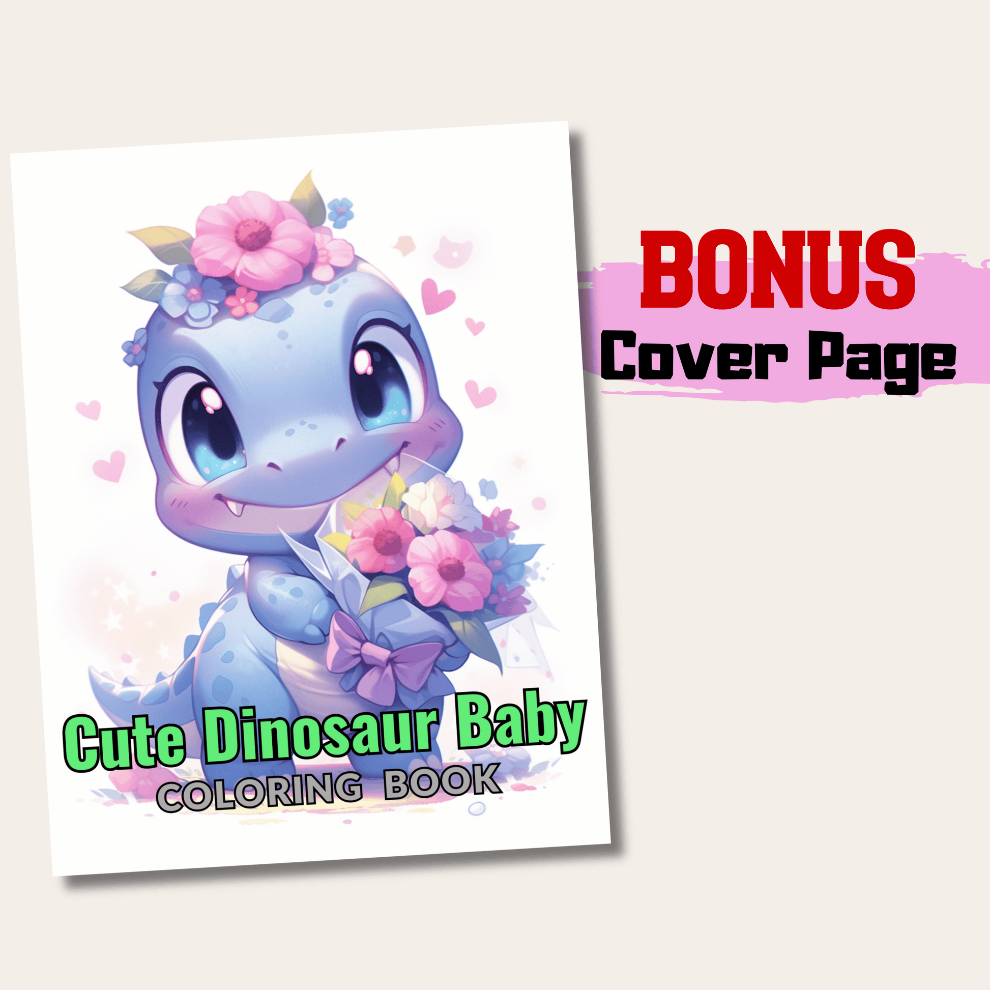 Cute Dinosaur Baby Coloring Book 1: Cute Baby Dinosaur Cover Page