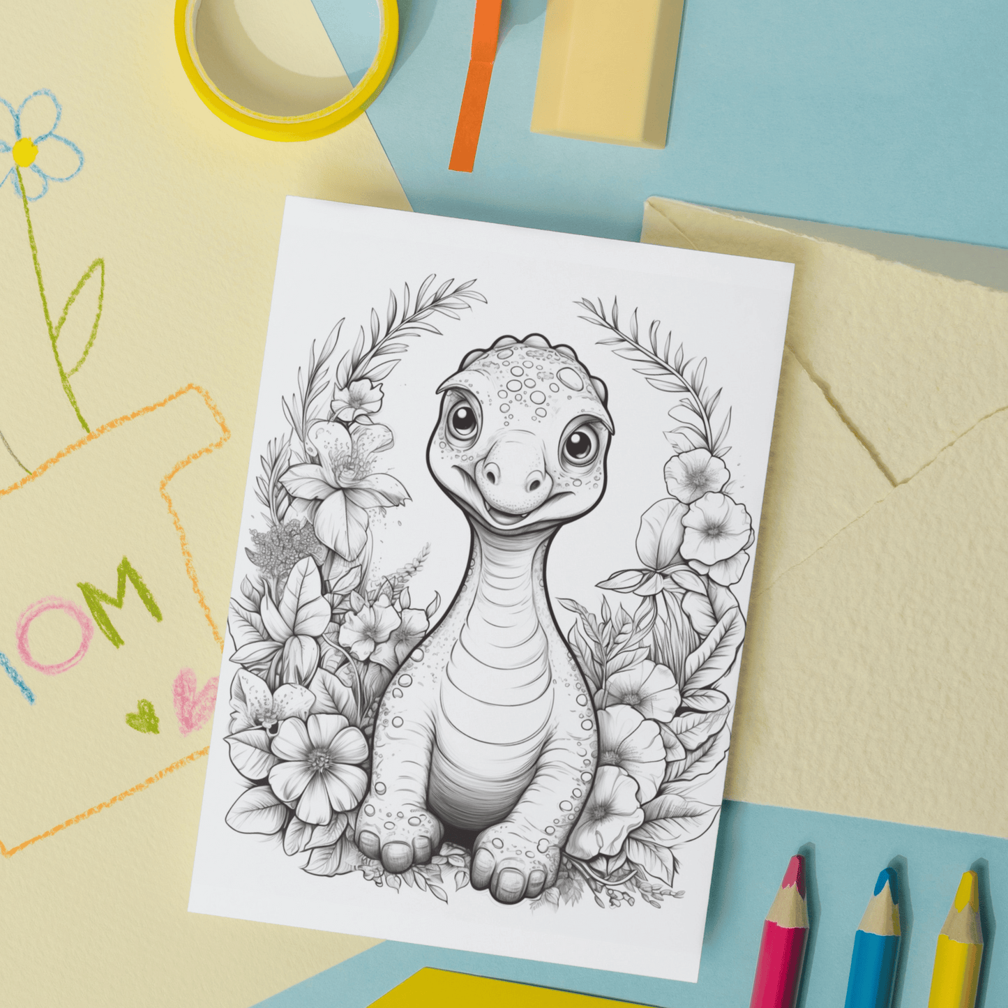 Cute Dinosaur Baby Coloring Book 2: Cute Baby Dinosaur Print Out Demo