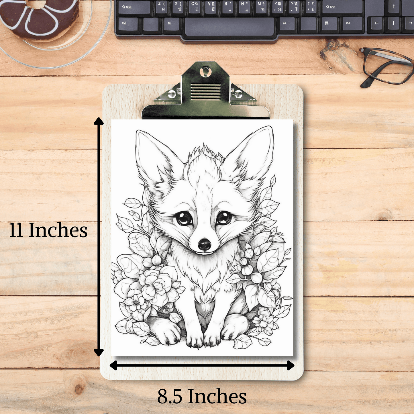 Cute Fox Coloring Book 1: Cute Baby Fox Print Out Size Demo