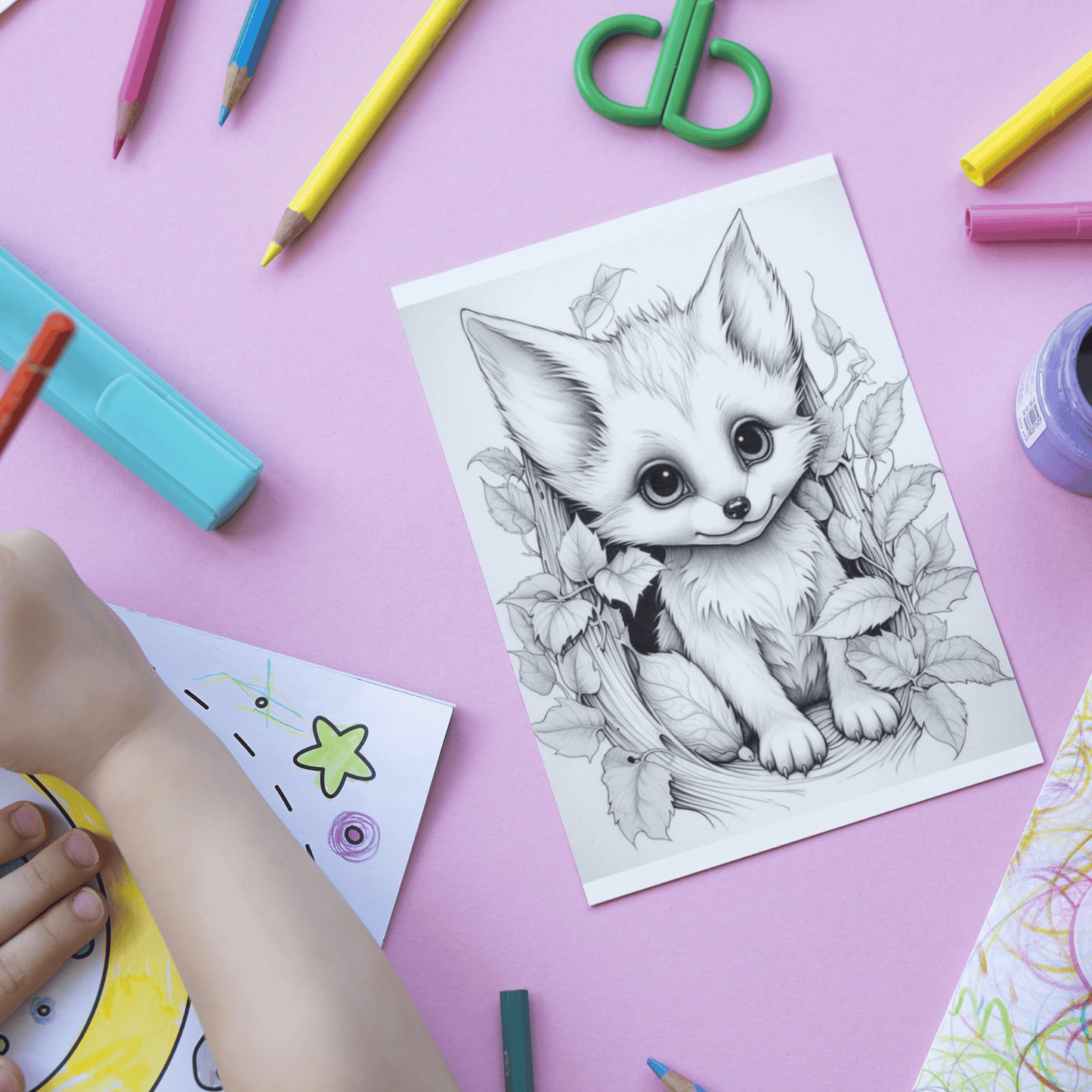 Cute Fox Coloring Book 1: Cute Baby Fox Print Out Demo