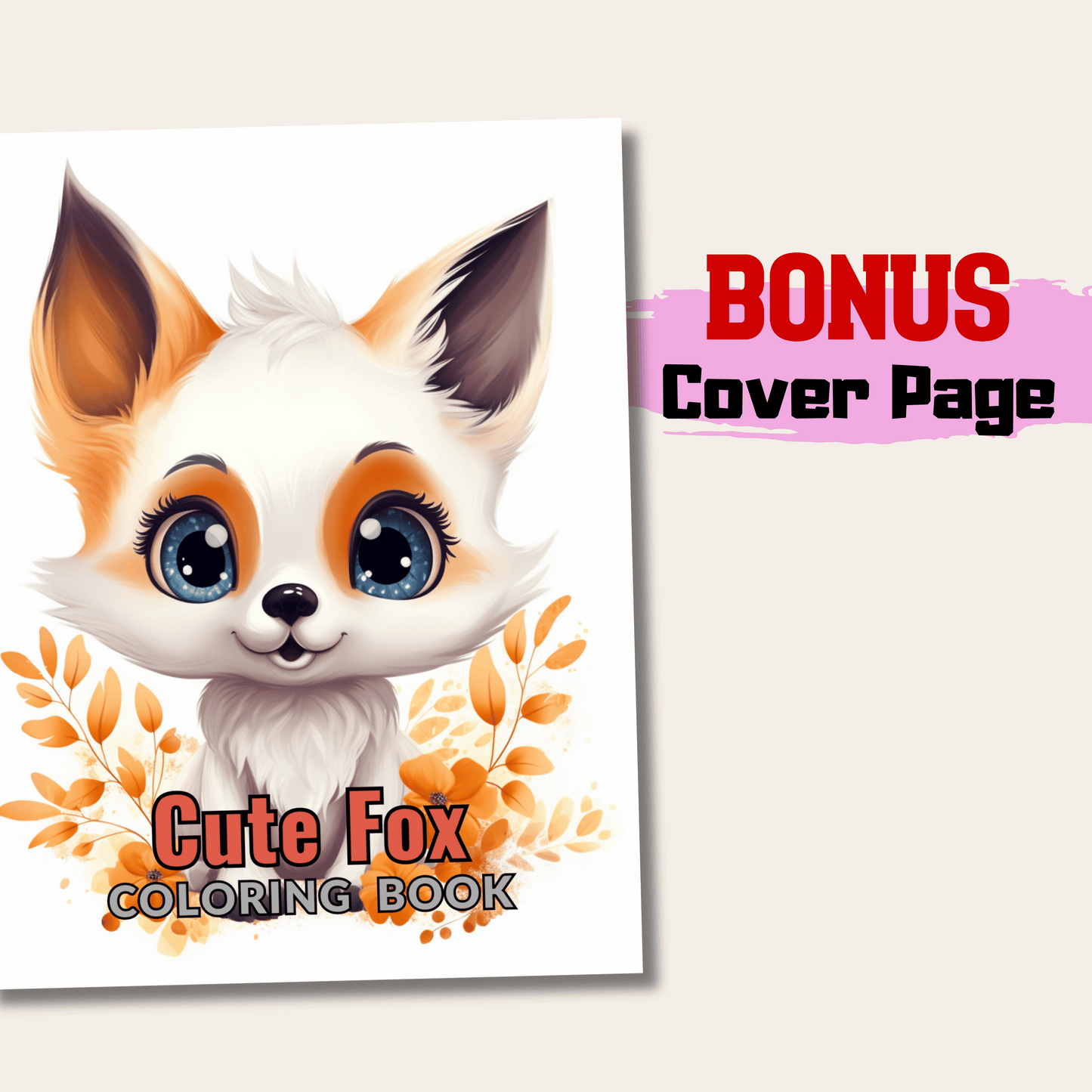 Cute Fox Coloring Book 1: Cute Baby Fox Cover Page