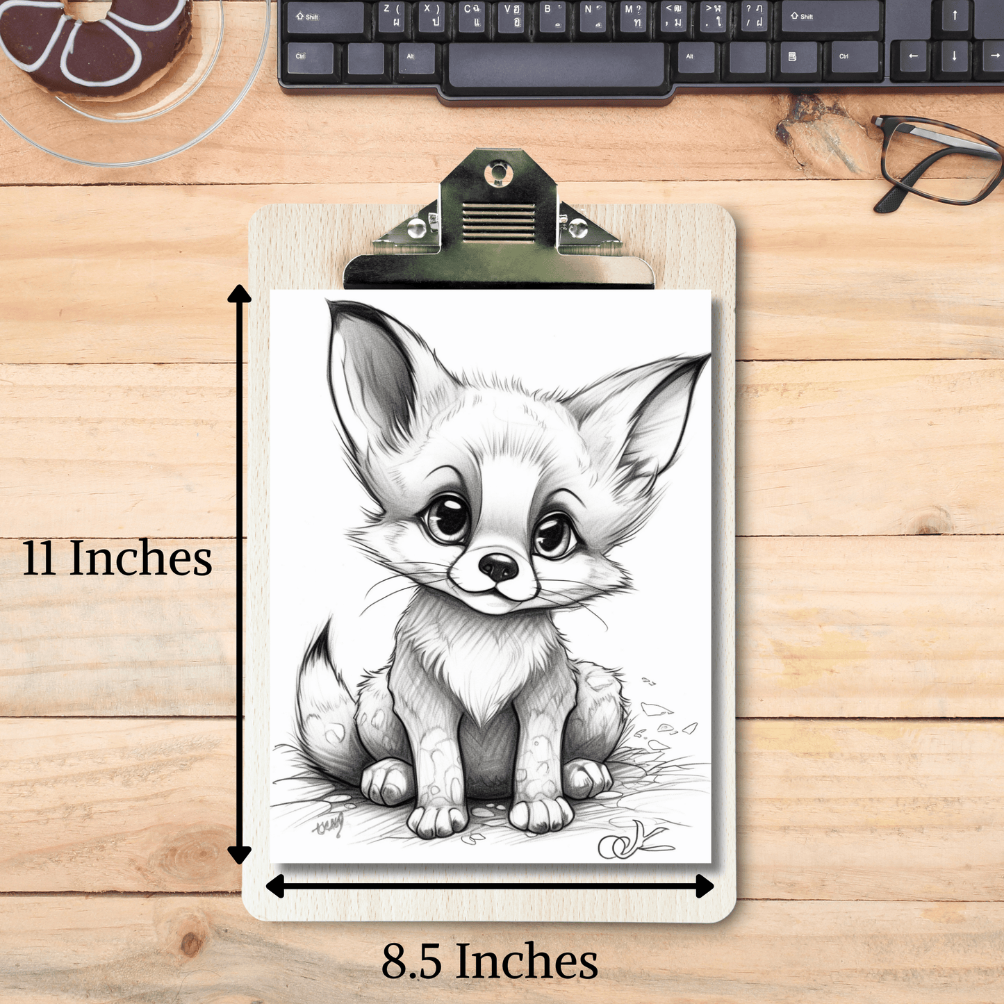 Cute Fox Coloring Book 2: Cute Baby Fox Print Out Size Demo