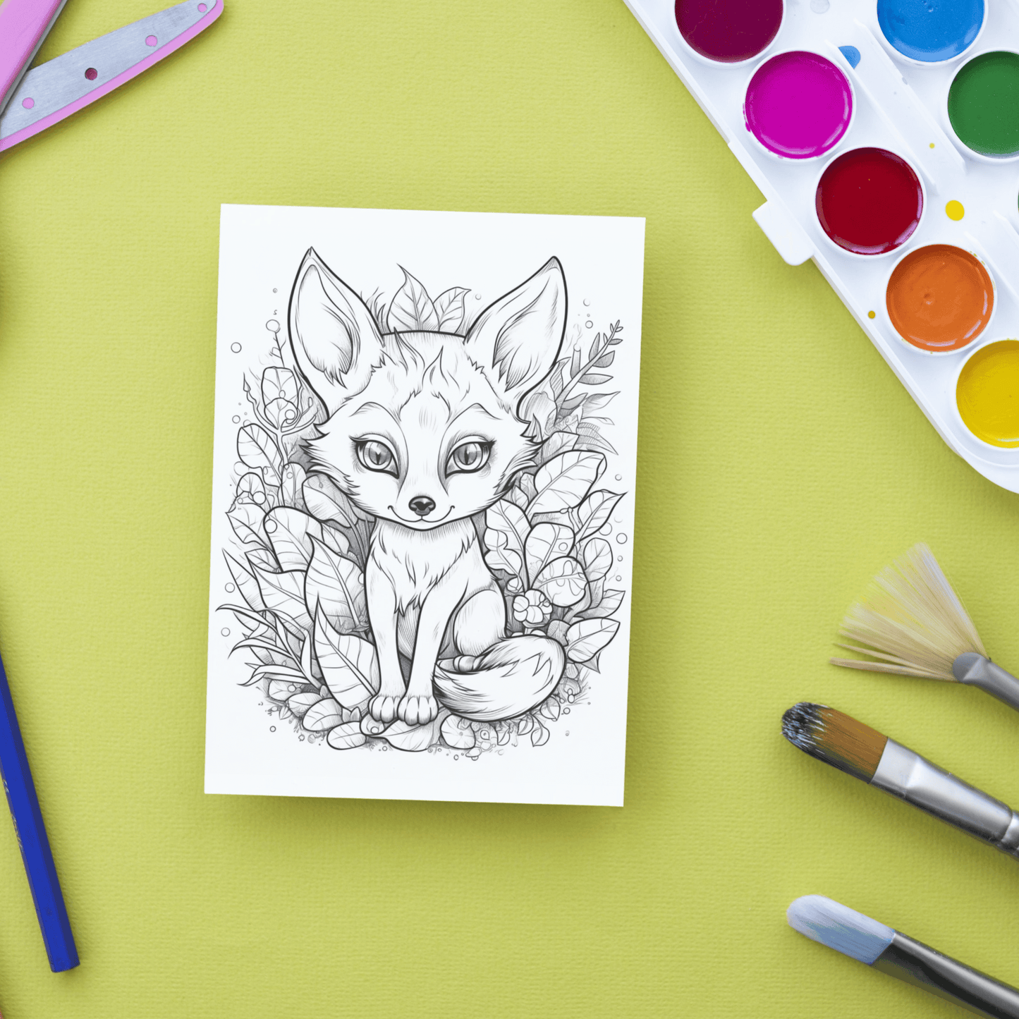 Cute Fox Coloring Book 2: Cute Baby Fox Print Out Demo