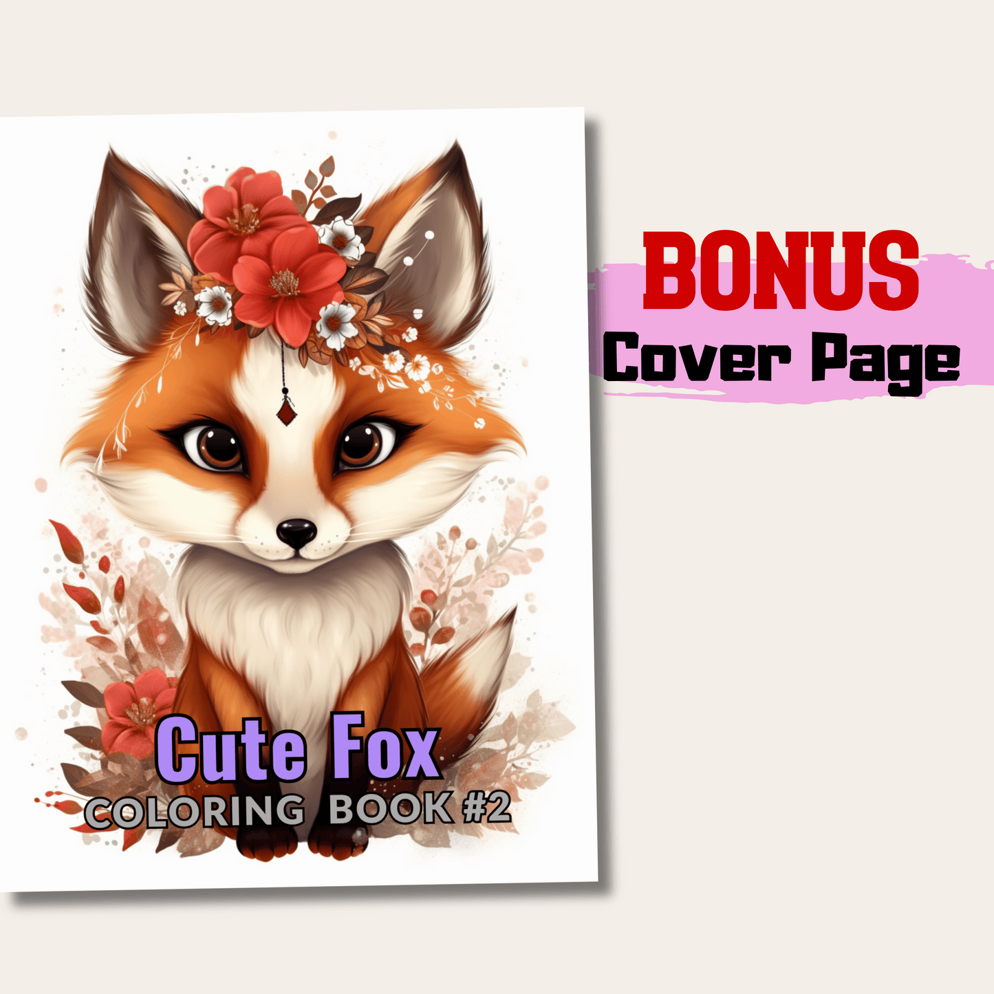 Cute Fox Coloring Book 2: Cute Baby Fox Cover Page