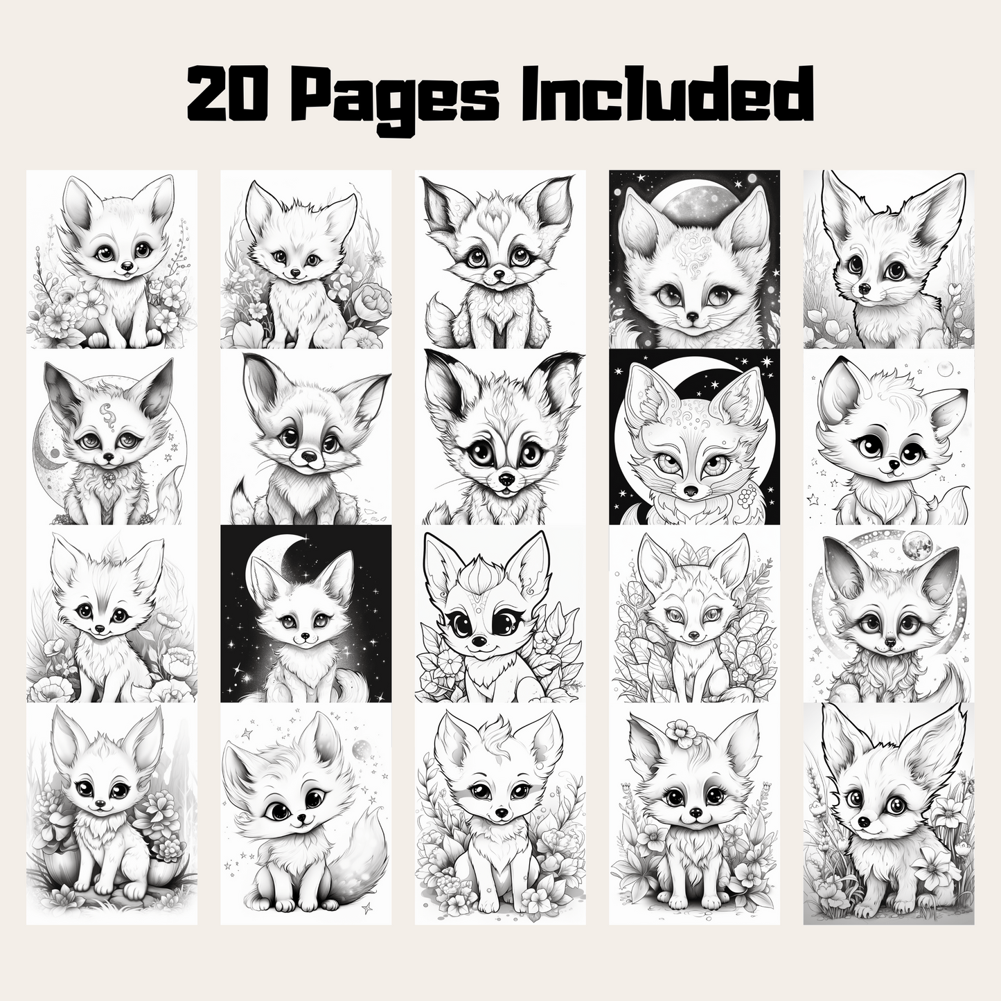 Cute Fox Coloring Book 2: Cute Baby Foxes 20 Pages Included