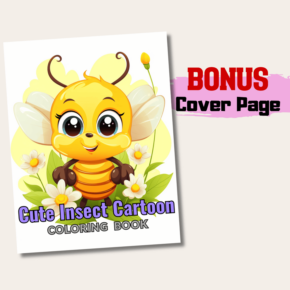 20 Pages Cute Insect Cartoon Style Coloring Book, Instant Download, Pr ...